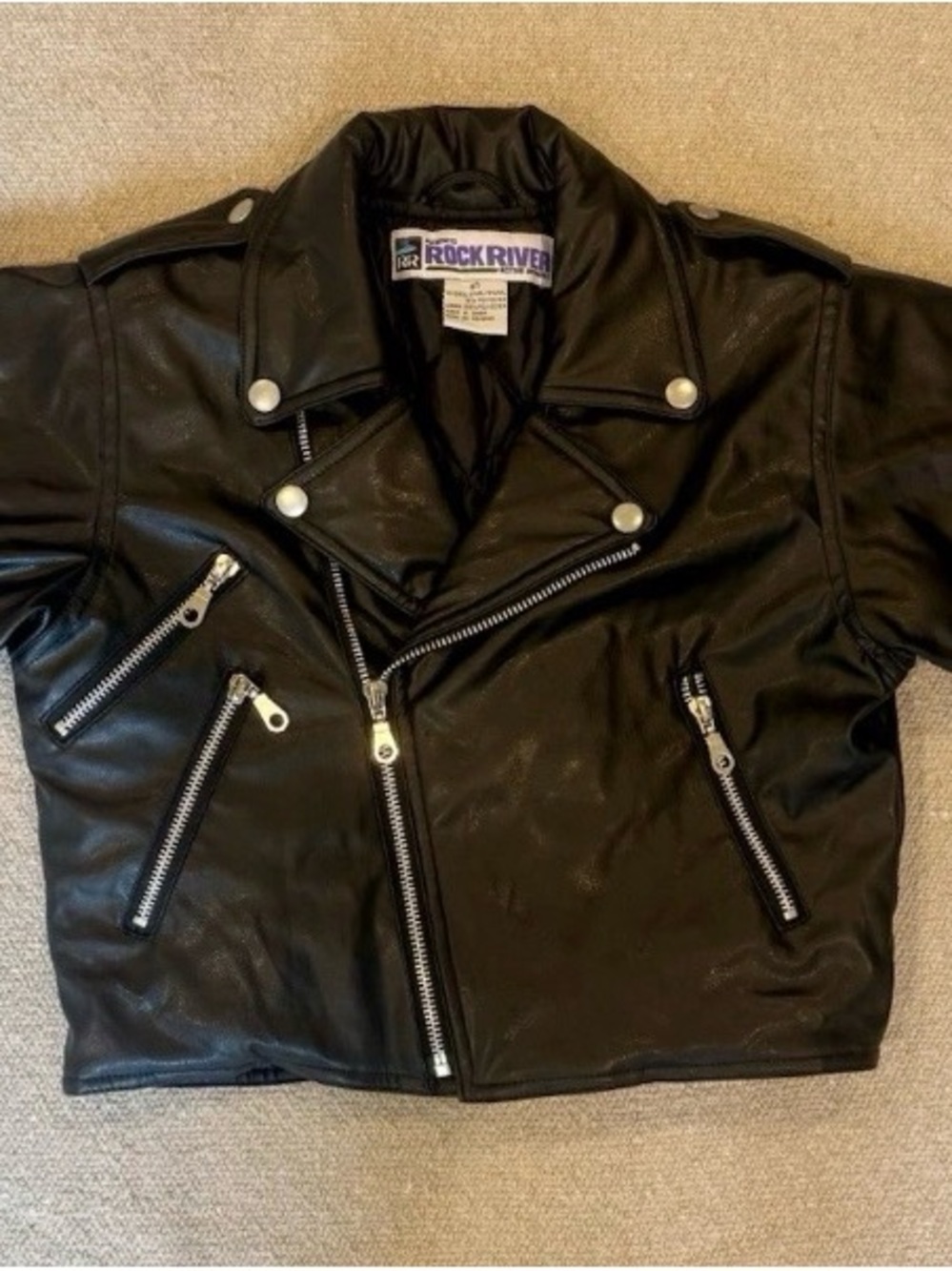 Kids' Black Faux Leather Biker Jacket